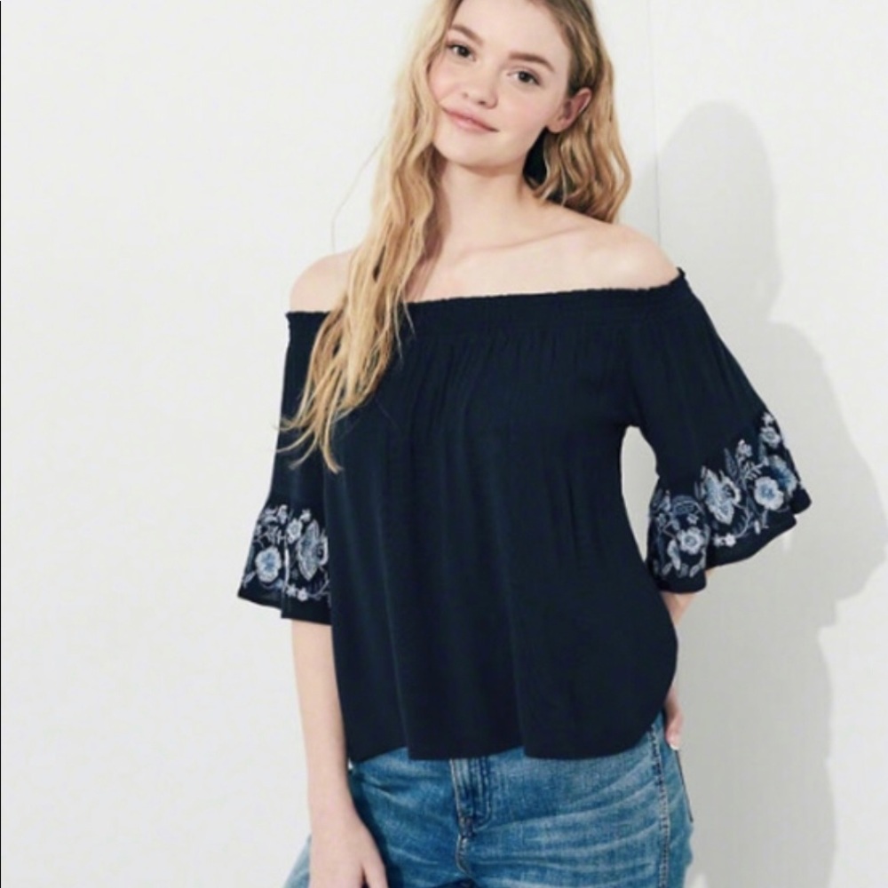 Hollister Embroidered Off-The-Shoulder Top